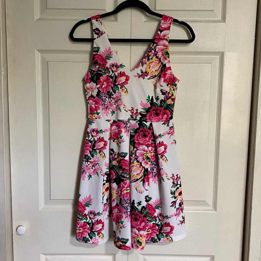 Lush Rose Print Dress
